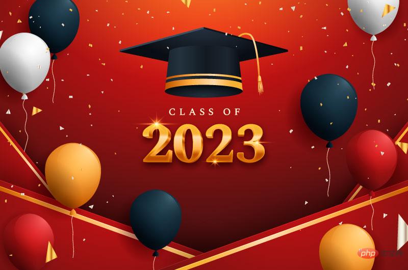 学位帽和气球设计 2023 毕业背景矢量素材(AI/EPS)