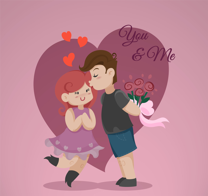 Cute cartoon love couple vector material