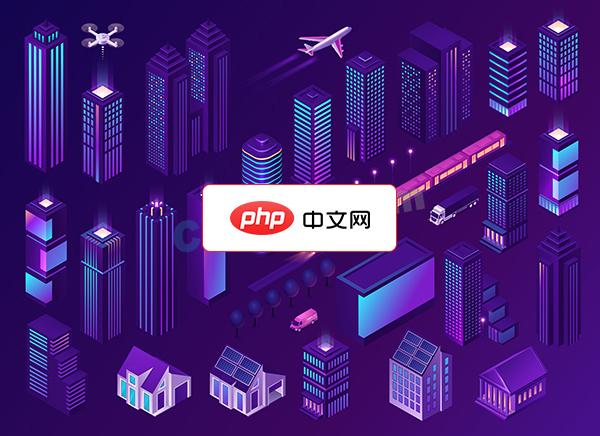 未来霓虹智能都市建筑矢量模板