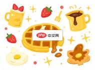 手绘草莓华夫饼矢量素材