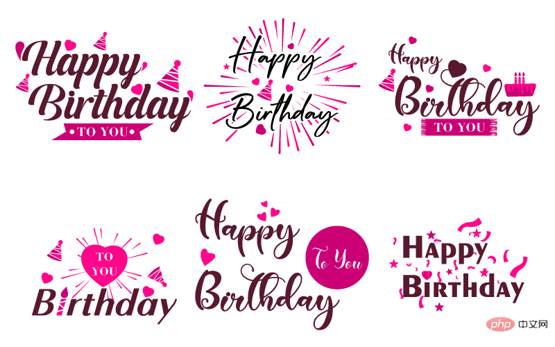 可爱的 happy birthday 字母矢量素材(EPS/免扣 PNG)
