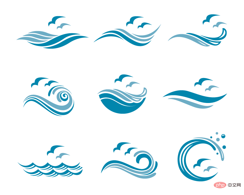 九个简单的大海海洋 logo 矢量素材(EPS/免扣 PNG)