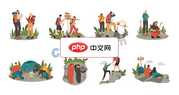 露营徒步户外探险合集矢量素材