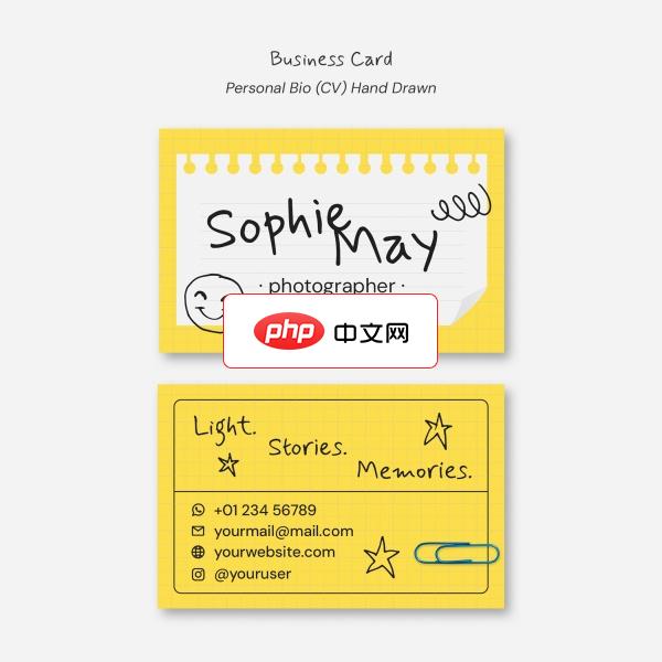 极简手绘风格商务名片PSD素材下载