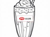 线描冰淇淋奶昔矢量插图