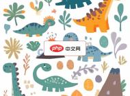 一套可爱手绘恐龙合集矢量素材