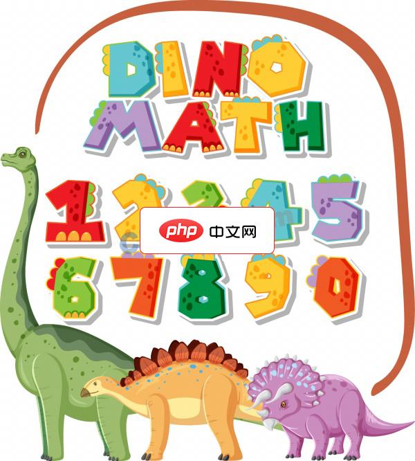 卡通风格恐龙数字设计矢量模板