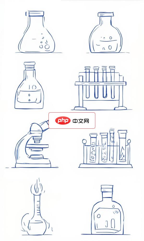 线稿风实验室器材合集矢量素材
