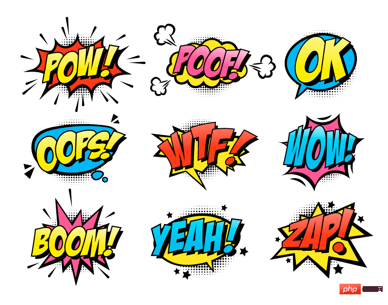 九个漫画风格的爆炸聊天气泡矢量素材(EPS+PNG)
