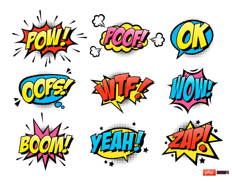 Nine comic-style exploding chat bubbles vector material (EPS/Free PNG)