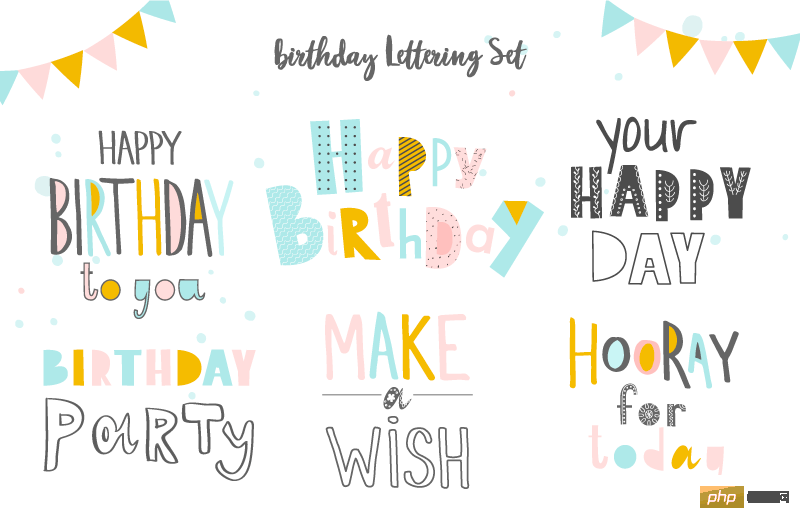 可爱的 happy birthday 字母矢量素材(EPS)