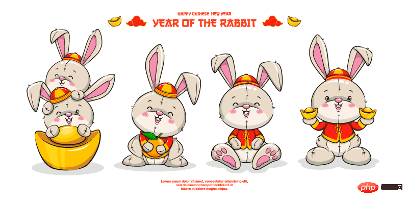 庆祝春节快乐的兔子矢量素材(EPS)