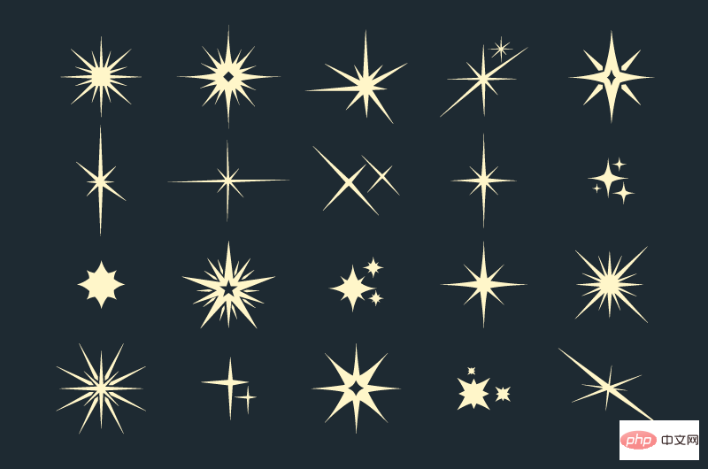 20个扁平风格的闪亮星星矢量素材(AI+EPS+PNG)