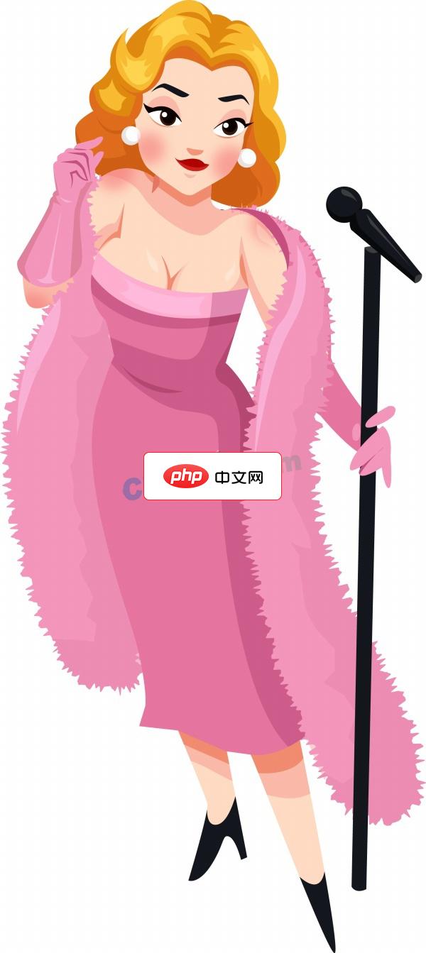 复古风格优雅女歌手插画矢量