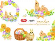 水彩復(fù)活節(jié)插圖合集矢量素材