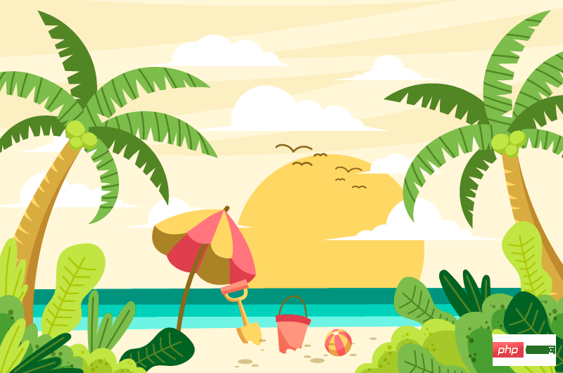 椰子树太阳海滩设计惬意夏天背景矢量素材(AI+EPS)
