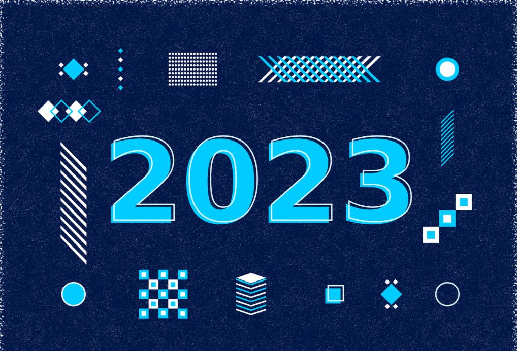 蓝色+白色几何线条2023新年背景图片素材