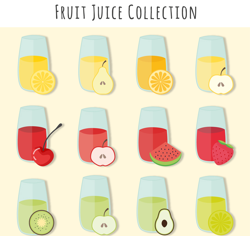 12 delicious fruit juice design vector materials