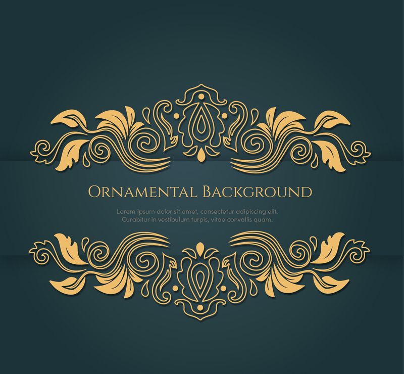 Symmetrical classical golden pattern background vector material