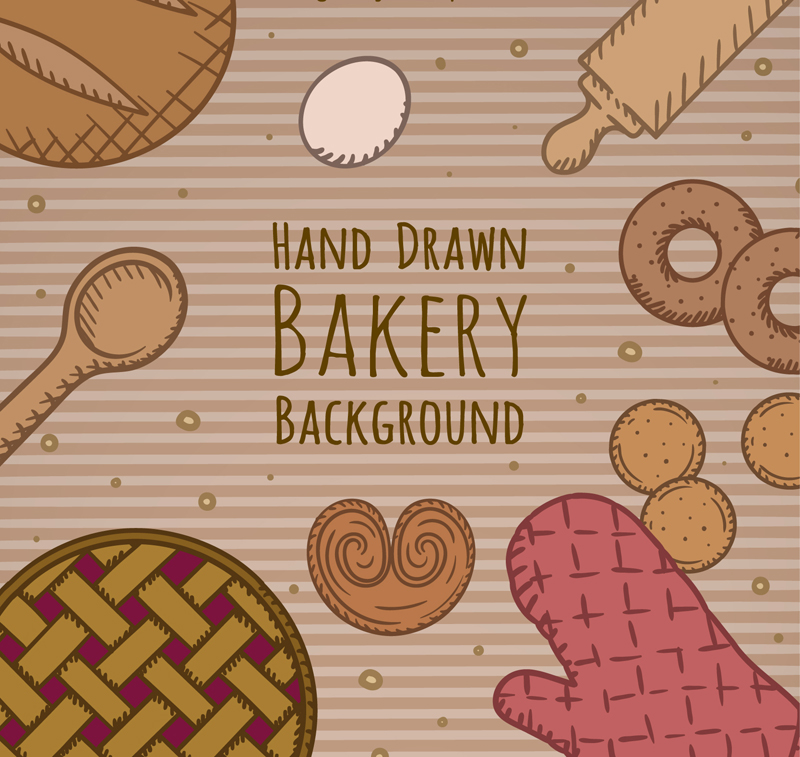 9 hand-painted baking elements decorative background vector materials