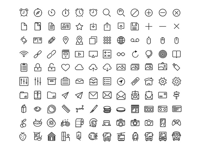 120 black linear vector icons (AI)
