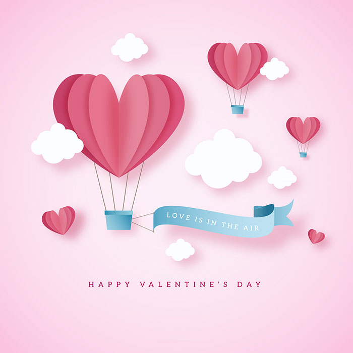 Love hot air balloon Valentine's Day background vector material (EPS+AI)