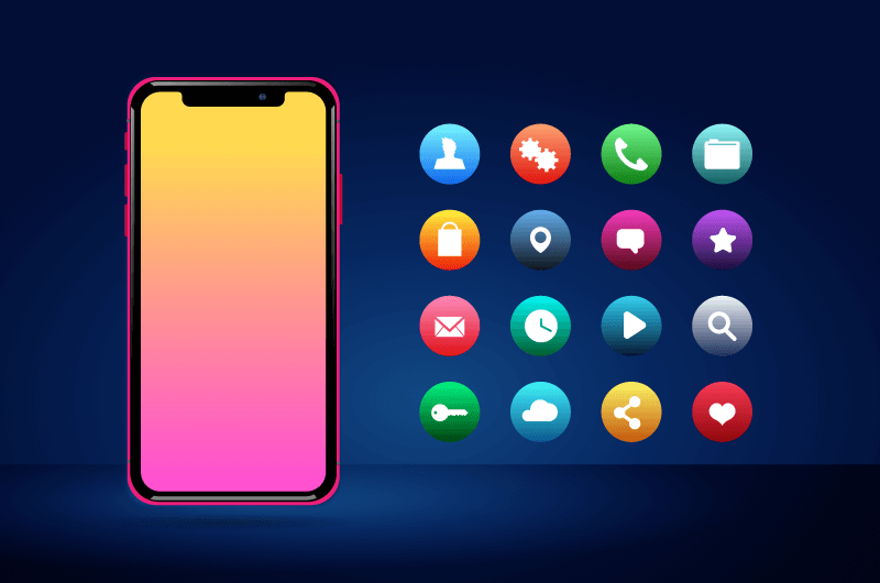 Red iPhone 11 and App icon vector material (AI+EPS+PNG)