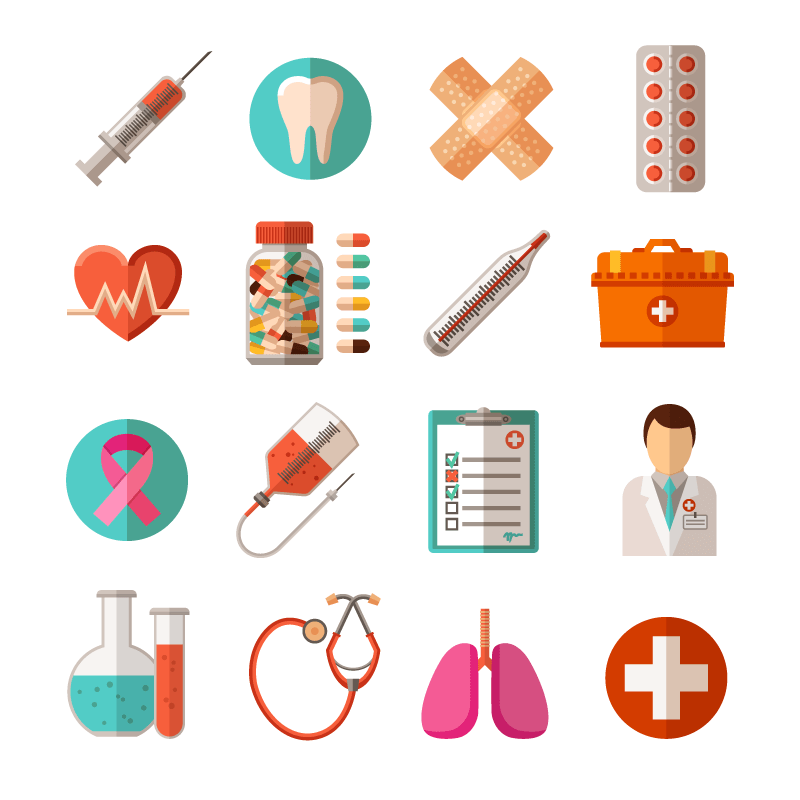 Flat style medical icon vector material (EPS+PNG)