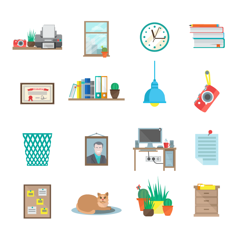 Flat studio icon vector material (EPS+PNG)