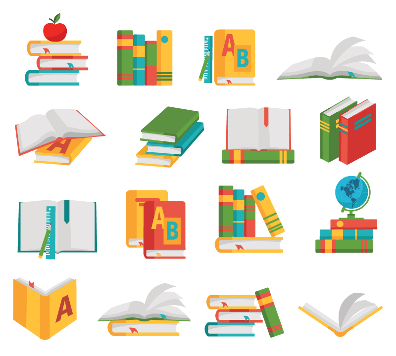 16 textbook icon vector materials (EPS+PNG)