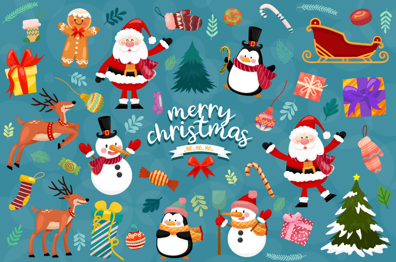 Christmas background vector material (EPS) composed of various Christmas element patterns