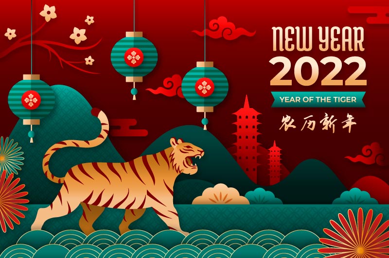 剪纸风格设计2022虎年春节背景矢量素材(AI+EPS)