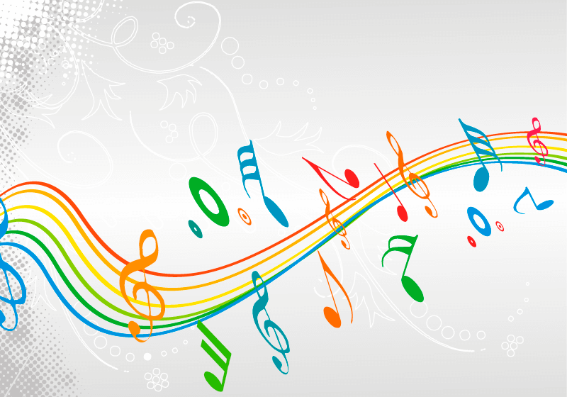 Musical background vector material (EPS) with beating notes on the staff