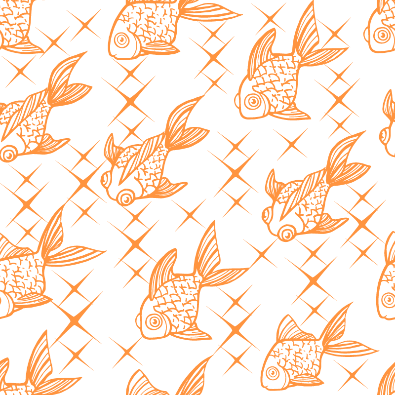 橙色金鱼图案无缝背景矢量素材(EPS)
