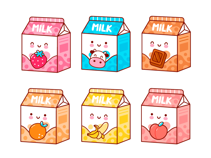 卡通可爱的盒装牛奶矢量素材(EPS+PNG)
