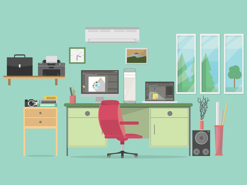 Office design vector material (EPS+PNG)