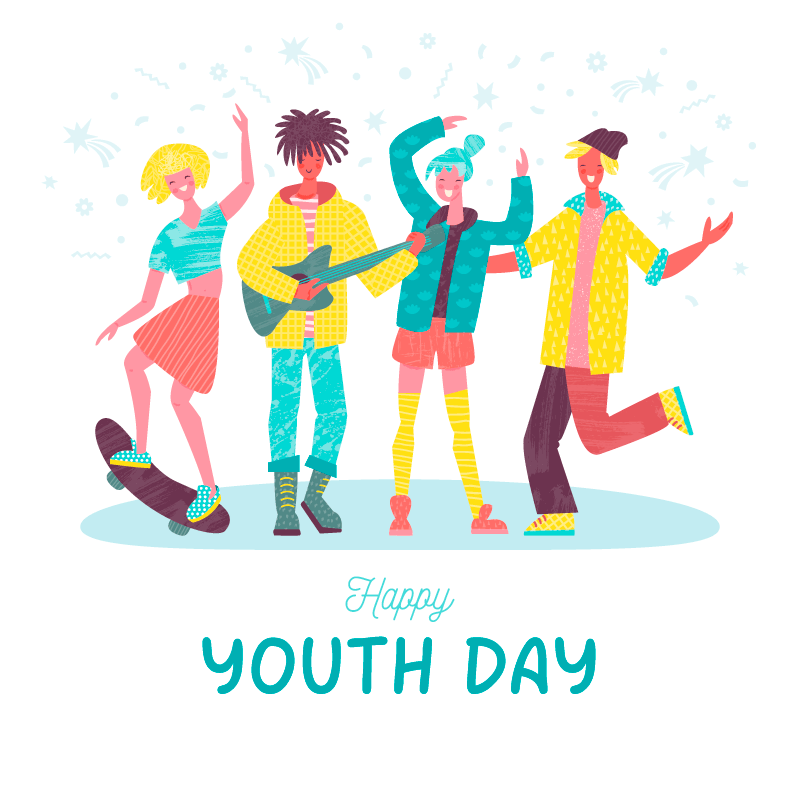 Happy young people International Youth Day background vector material (EPS+AI+PNG)