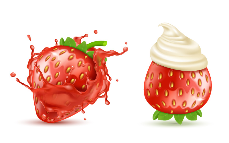 Realistic strawberry vector material (EPS+PNG)