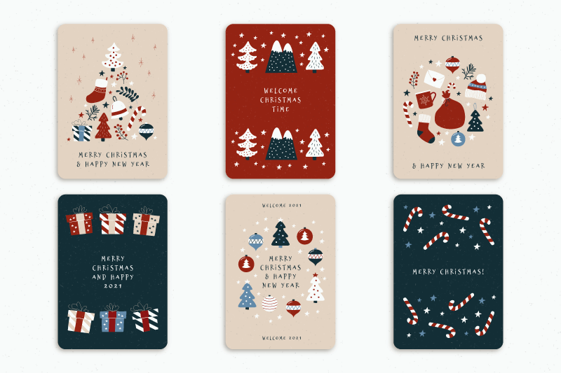 六张可爱的圣诞贺卡矢量素材(AI+EPS)