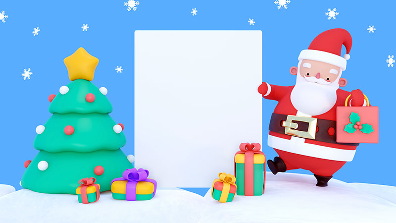 3D圣诞老人圣诞树设计圣诞节祝福卡素材(PSD)