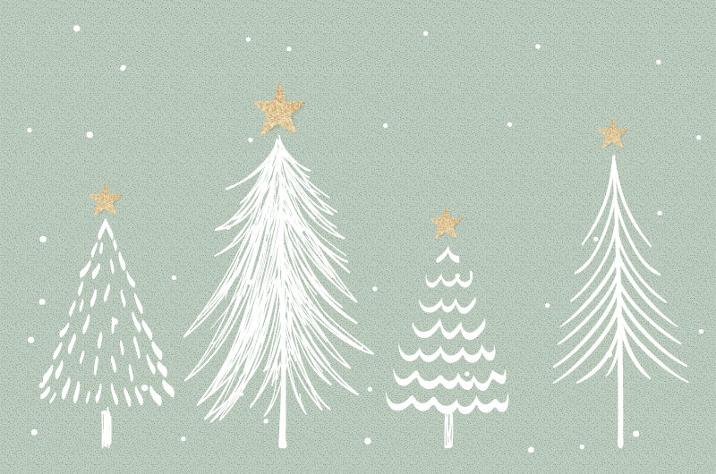 白色线条绘画的简单圣诞树矢量素材(EPS)