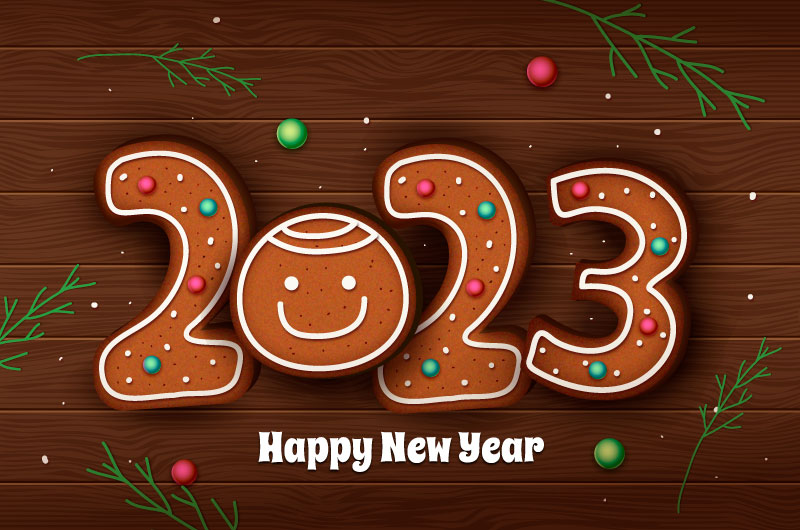 姜饼人设计2023新年快乐背景矢量素材(AI+EPS)