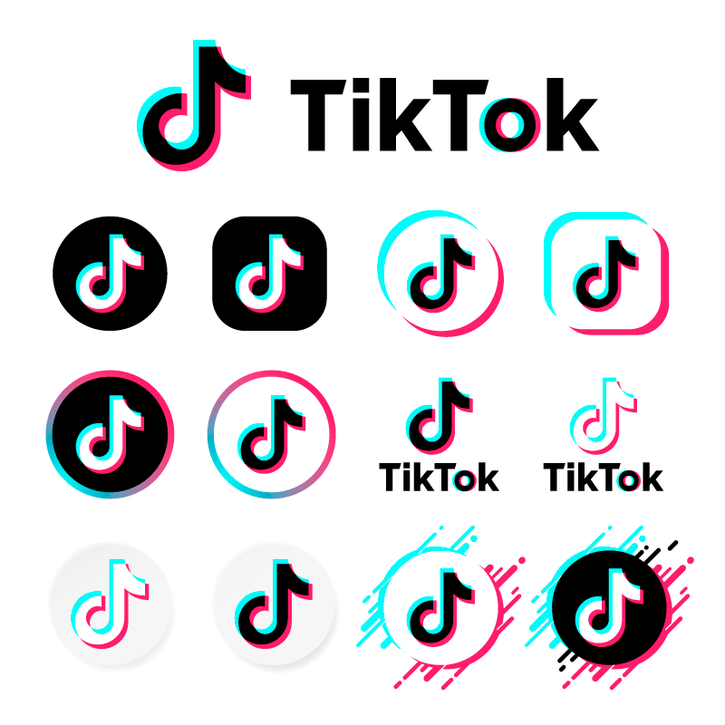 不同风格设计的TikTok logo矢量素材(EPS+PNG)