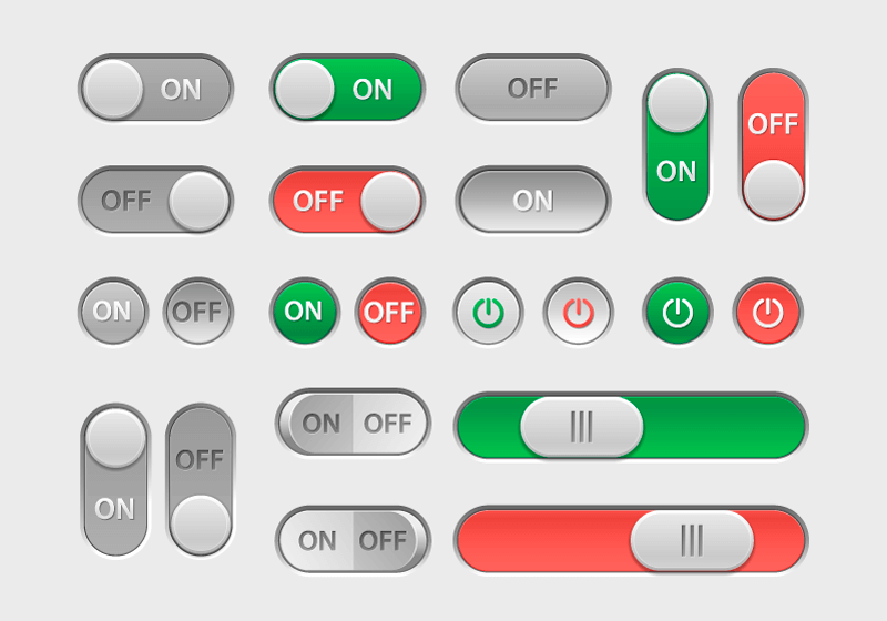 各种各样的开关按钮矢量素材(EPS+PNG)