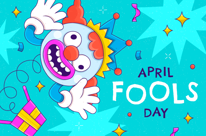 Clown popping out of the box making faces, design April Fools' Day vector material (AI+EPS)