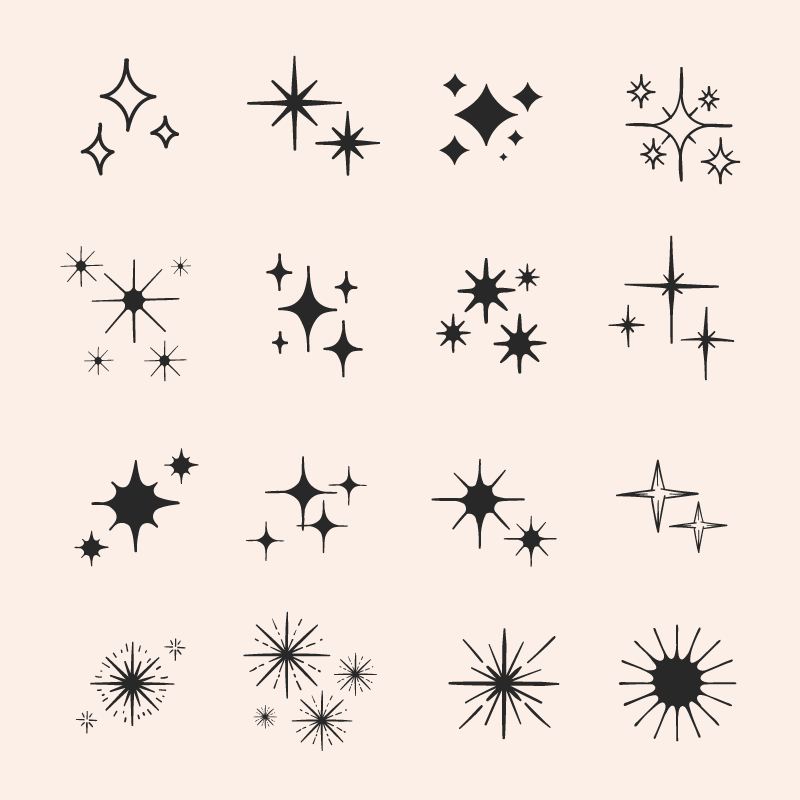 12个手绘风格的星星矢量素材(AI+EPS+PNG)