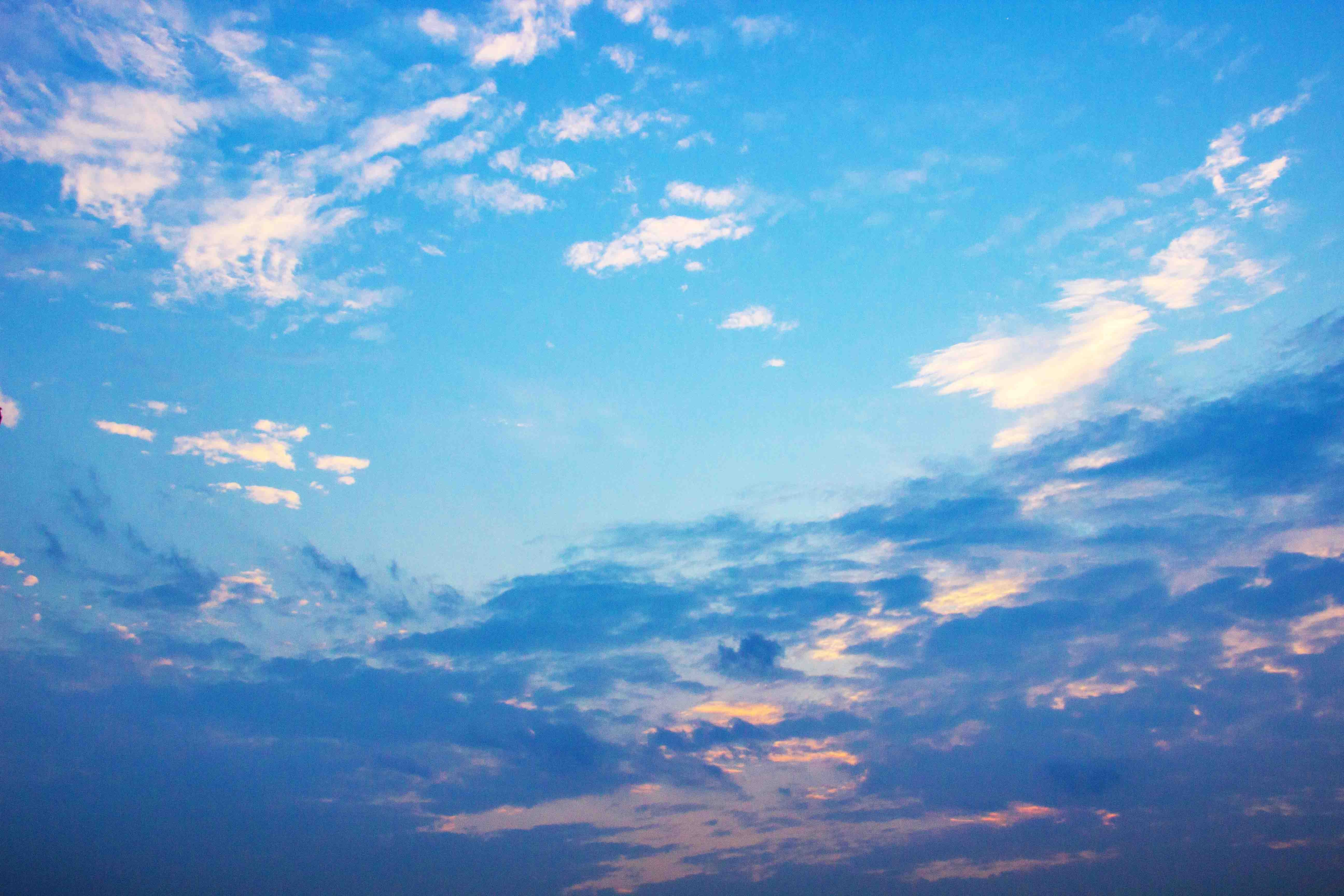 Blue sky and white clouds dusk sky background HD picture material